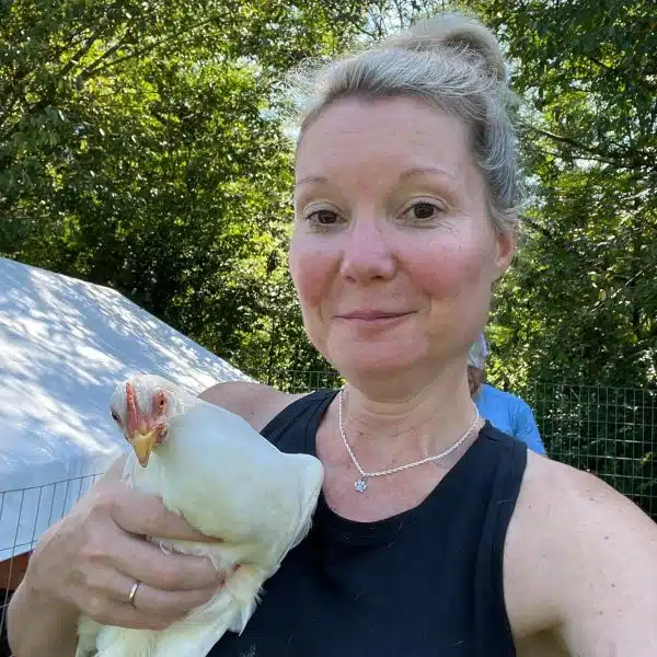 Stephanie Holding a Chicken